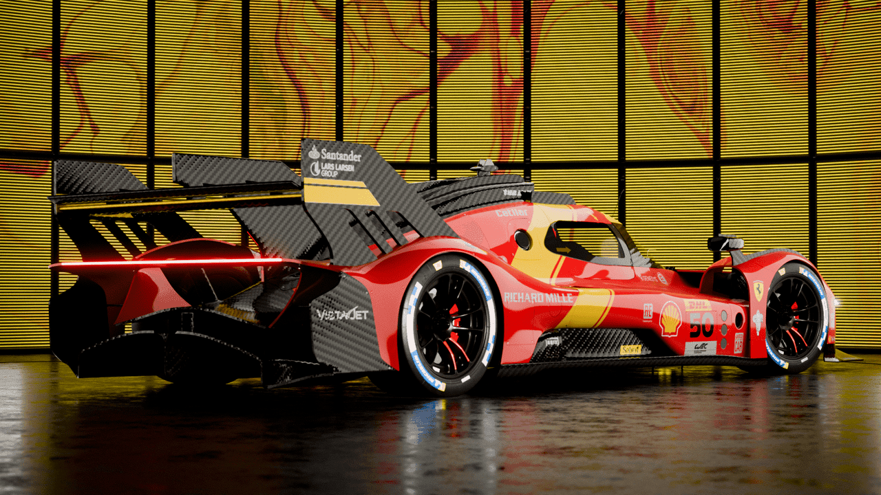 Ferrari 499P render — side profile