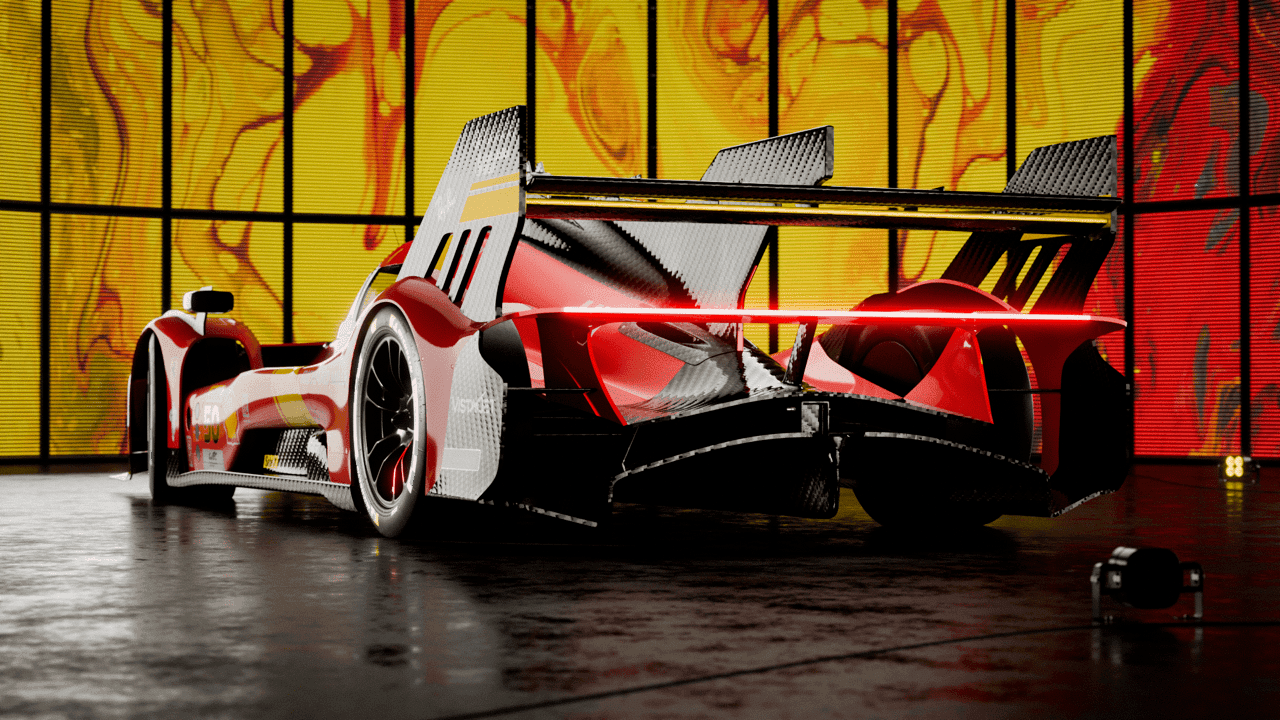 Ferrari 499P render — atmospheric composition